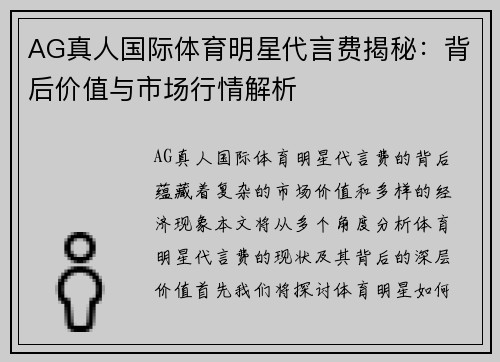 AG真人国际体育明星代言费揭秘：背后价值与市场行情解析